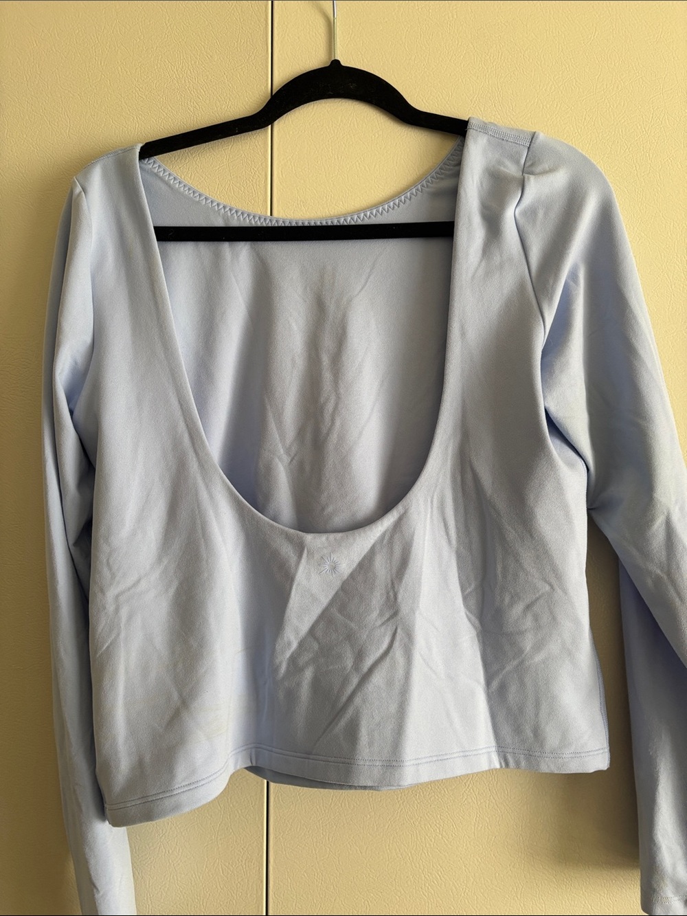 aerie Light Blue Open Back Long-Sleeve Boatneck Top - Picture 2 of 2